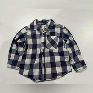 6/$20 Place Navy and White Plaid Button Down Shirt